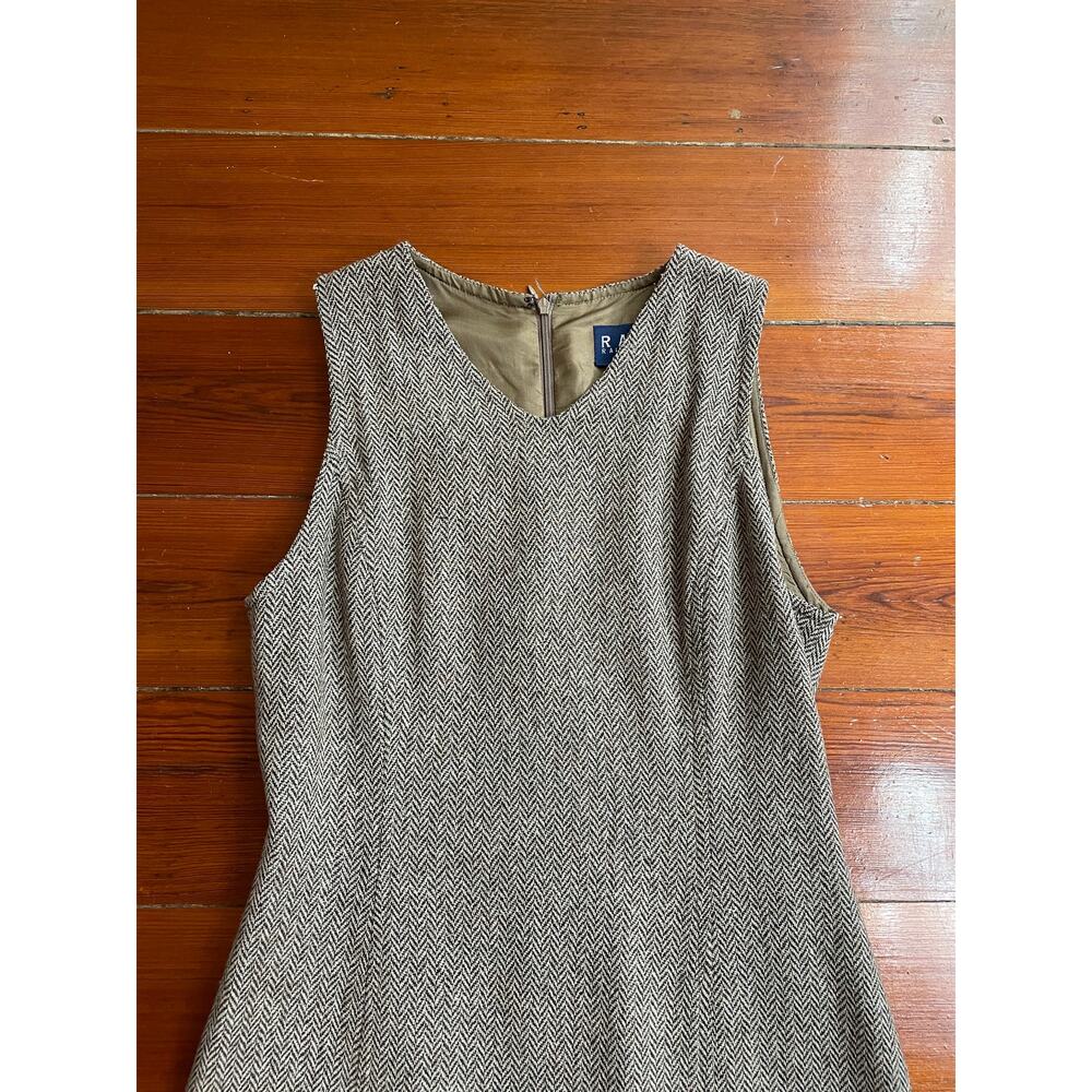 Ralph Lauren Wool Blend Herringbone Tweed Jumper Dress Sz 4 💛🎀 - Picture 9 of 12